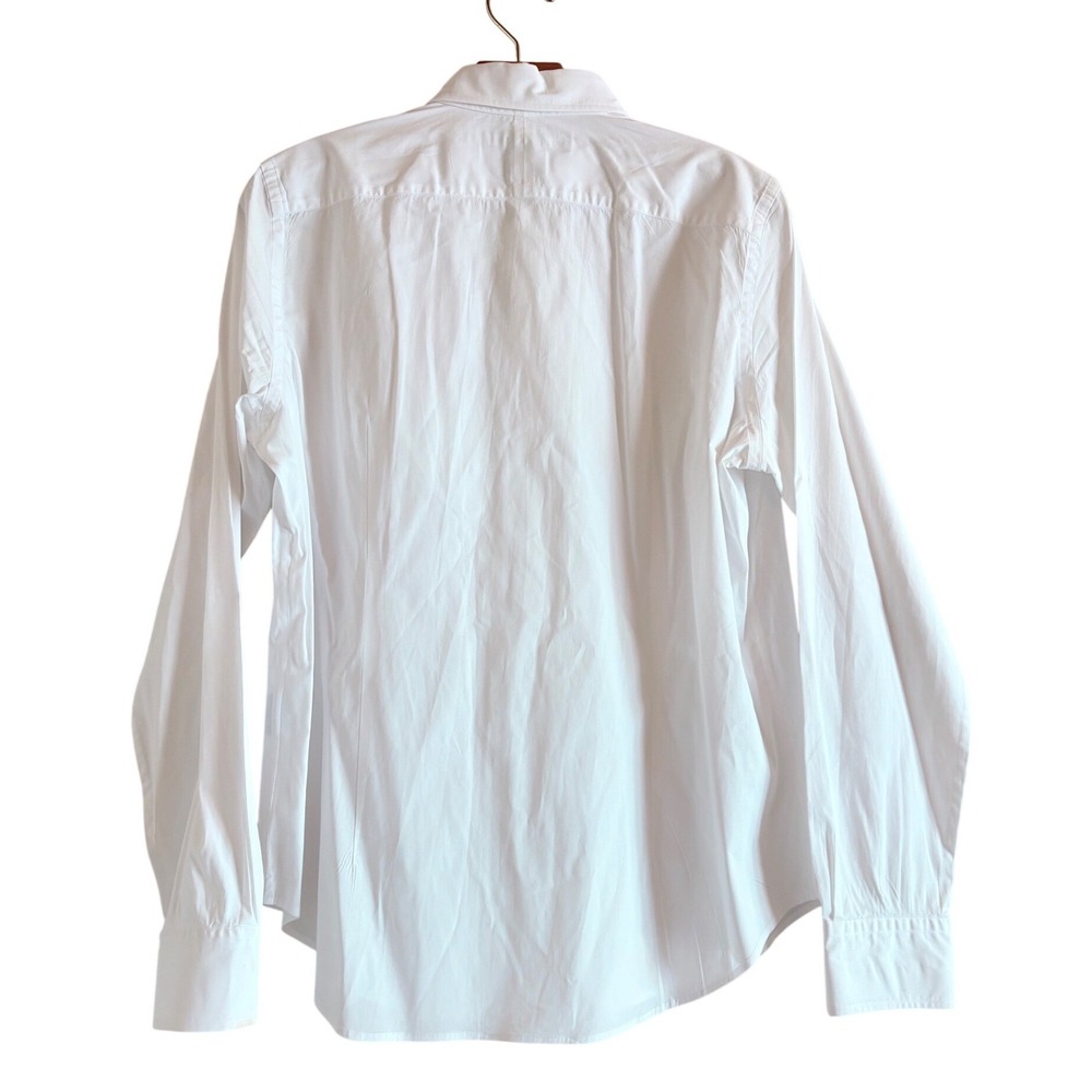 Y2K Ralph Lauren Sport White Cotton Stretch Crest Button Down Shirt Women SZ 14 - Picture 4 of 10
